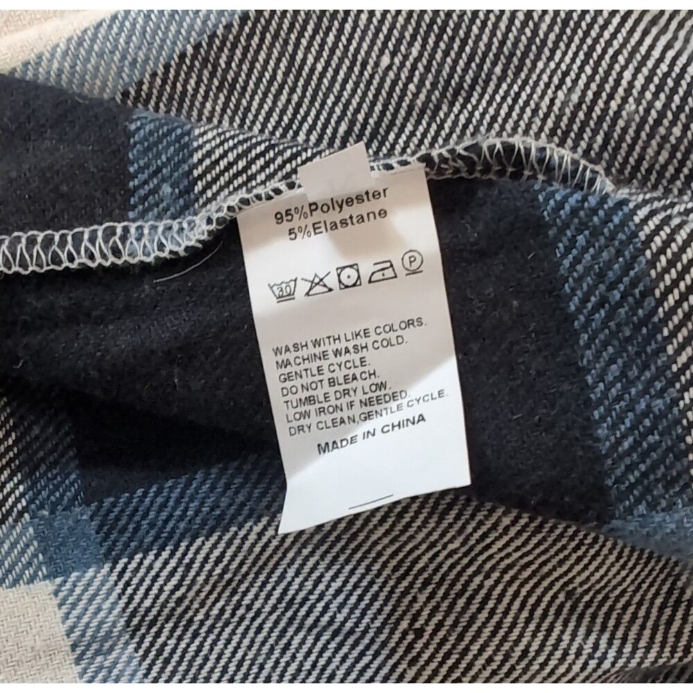 Long Plaid Shirt Midi Dress Women's Blue & White Long Sleeve Size M - Picture 7 of 7